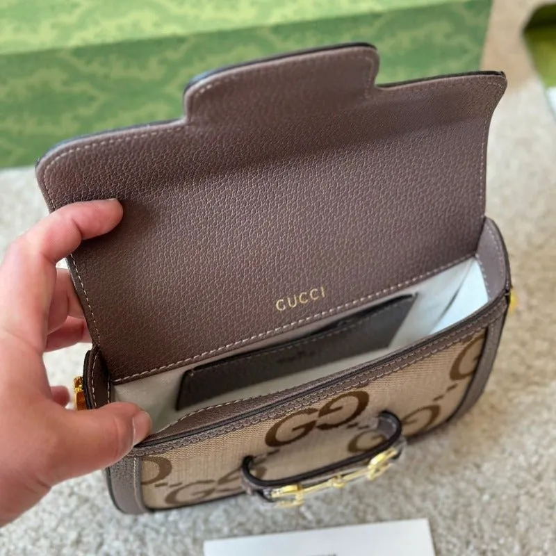 Connected Shipping updates Brown ESMEE Bag Shoulder Horsebit - 1955 GG Jumbo
