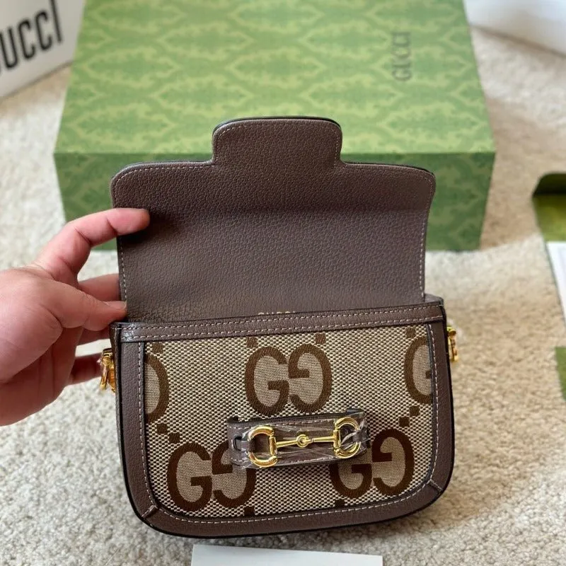 Connected Shipping updates Brown ESMEE Bag Shoulder Horsebit - 1955 GG Jumbo