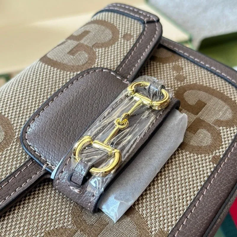 Connected Shipping updates Brown ESMEE Bag Shoulder Horsebit - 1955 GG Jumbo
