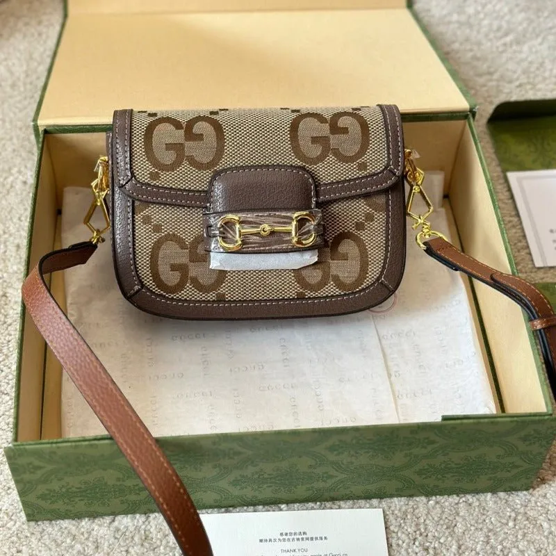 Connected Shipping updates Brown ESMEE Bag Shoulder Horsebit - 1955 GG Jumbo