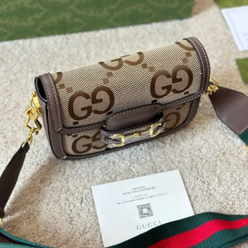 Connected Shipping updates Brown ESMEE Bag Shoulder Horsebit - 1955 GG Jumbo