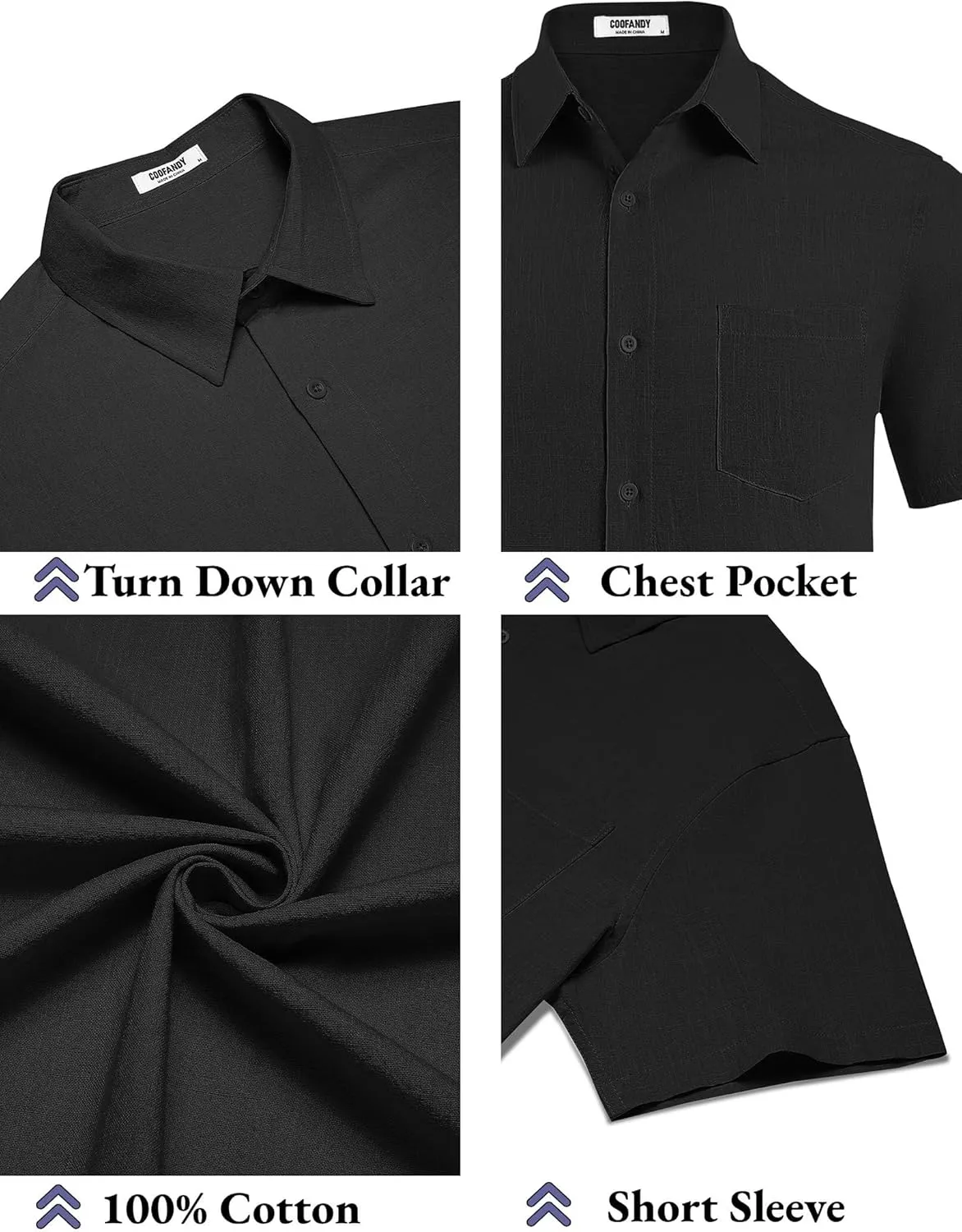 COOFANDY Men's Button Down Short Sleeve Shirt Casual Cotton Summer Beach Linen Wedding Shirts with Pocket