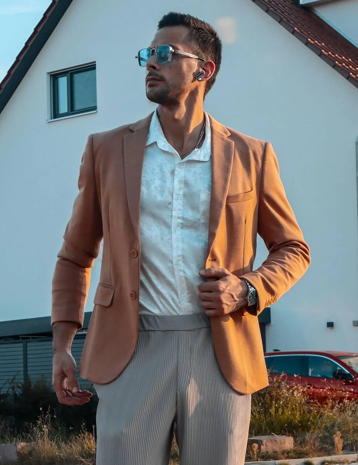 COOFANDY Men's Casual Knit Blazer Stretch Slim Fit Sport Coat Two Button Lightweight Suit Jackets