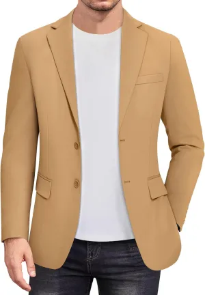 COOFANDY Men's Casual Knit Blazer Stretch Slim Fit Sport Coat Two Button Lightweight Suit Jackets