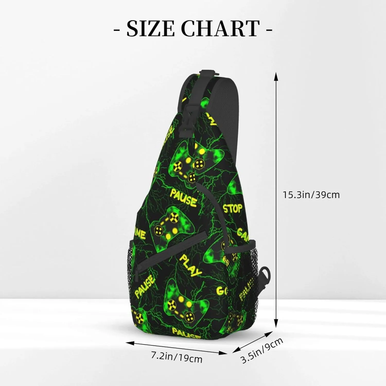 Cool green Video Game Weapon pattern Sling Bag Crossbody Travel Hiking Bags Chest Backpack Casual Shoulder Daypack for Women Men