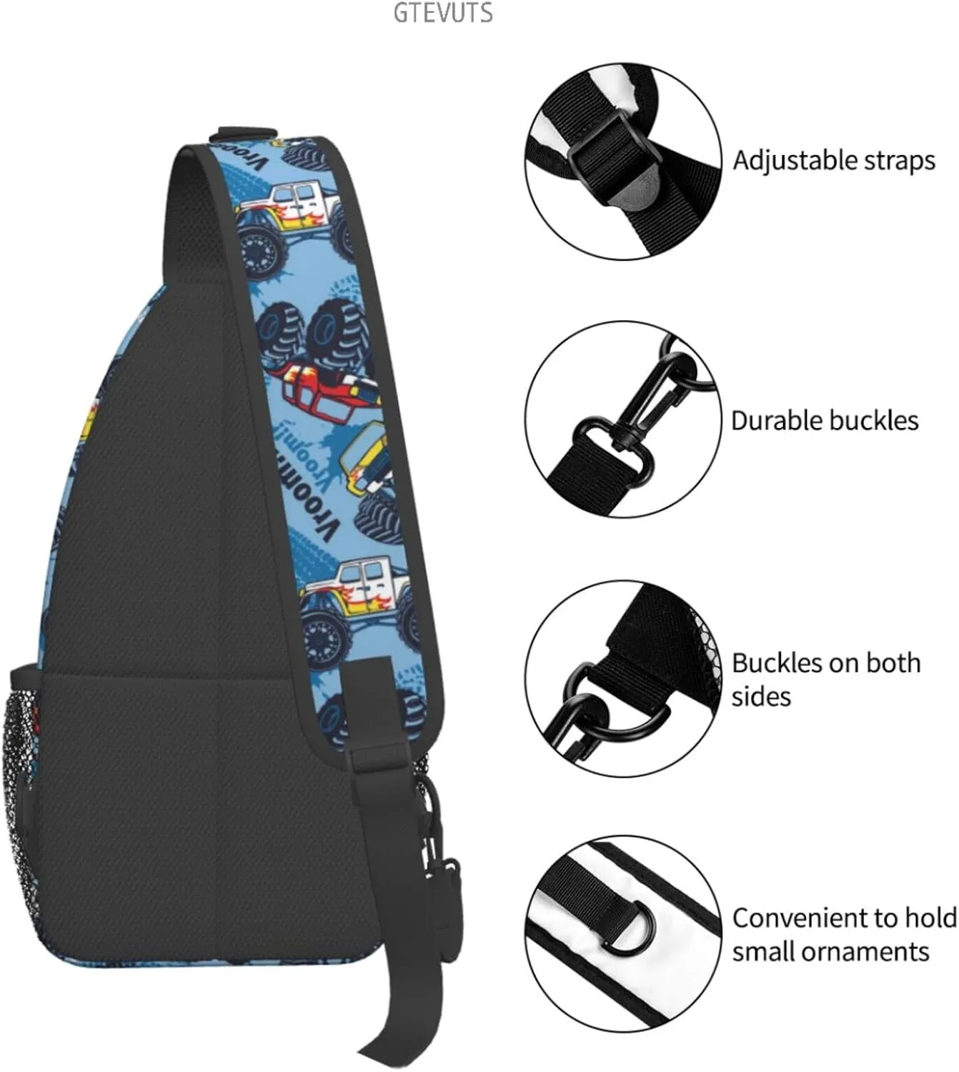 Cool Trucks Sling Backpack Chest Bag Crossbody Shoulder Bag Gym Cycling Travel Hiking Daypack For Men Women