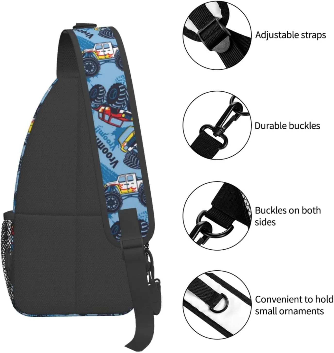 Cool Trucks Sling Backpack Chest Bag Crossbody Shoulder Bag Gym Cycling Travel Hiking Daypack For Men Women