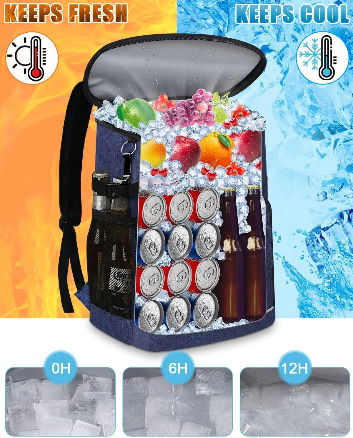 Cooler Backpack Insulated Leakproof Waterproof Backpack Cooler Bag 30/45 Cans, Large Capacity Lightweight Travel Camping Beach Backpack Cooler Ice Chest for Men and Women