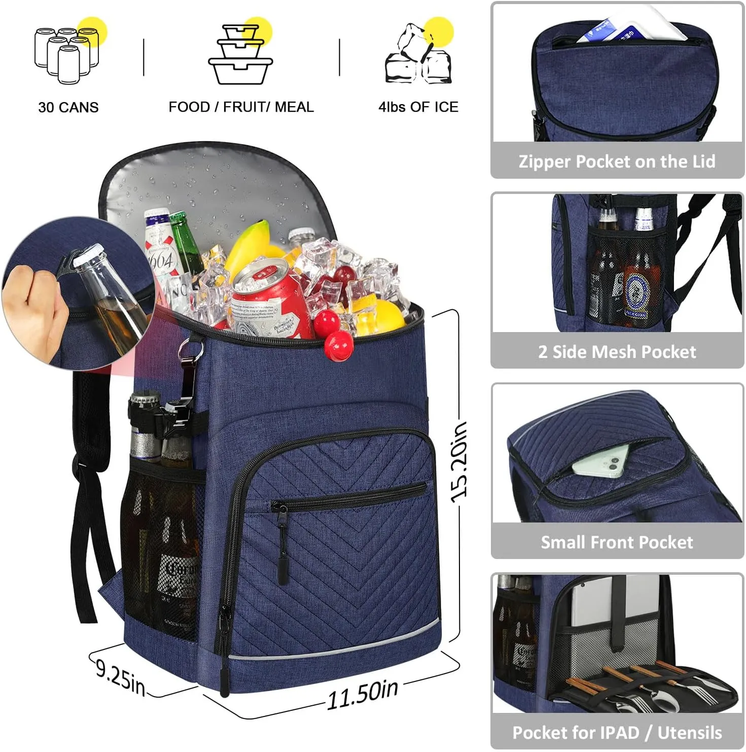 Cooler Backpack Insulated Leakproof Waterproof Backpack Cooler Bag 30/45 Cans, Large Capacity Lightweight Travel Camping Beach Backpack Cooler Ice Chest for Men and Women