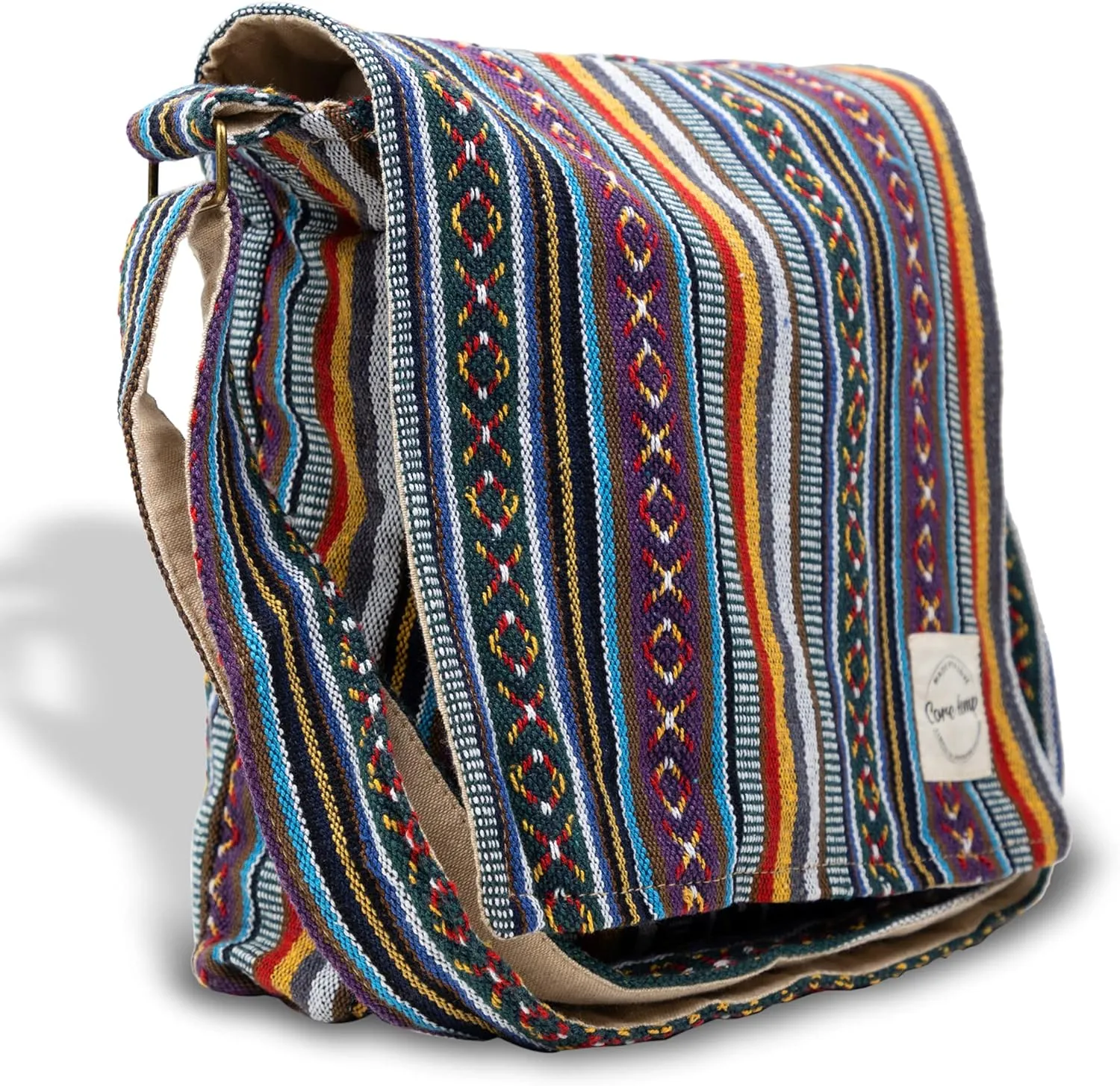 Core Hemp Crossbody Messenger Bag - Handmade In Nepal - Over-the-Shoulder Sling Bag - Unisex