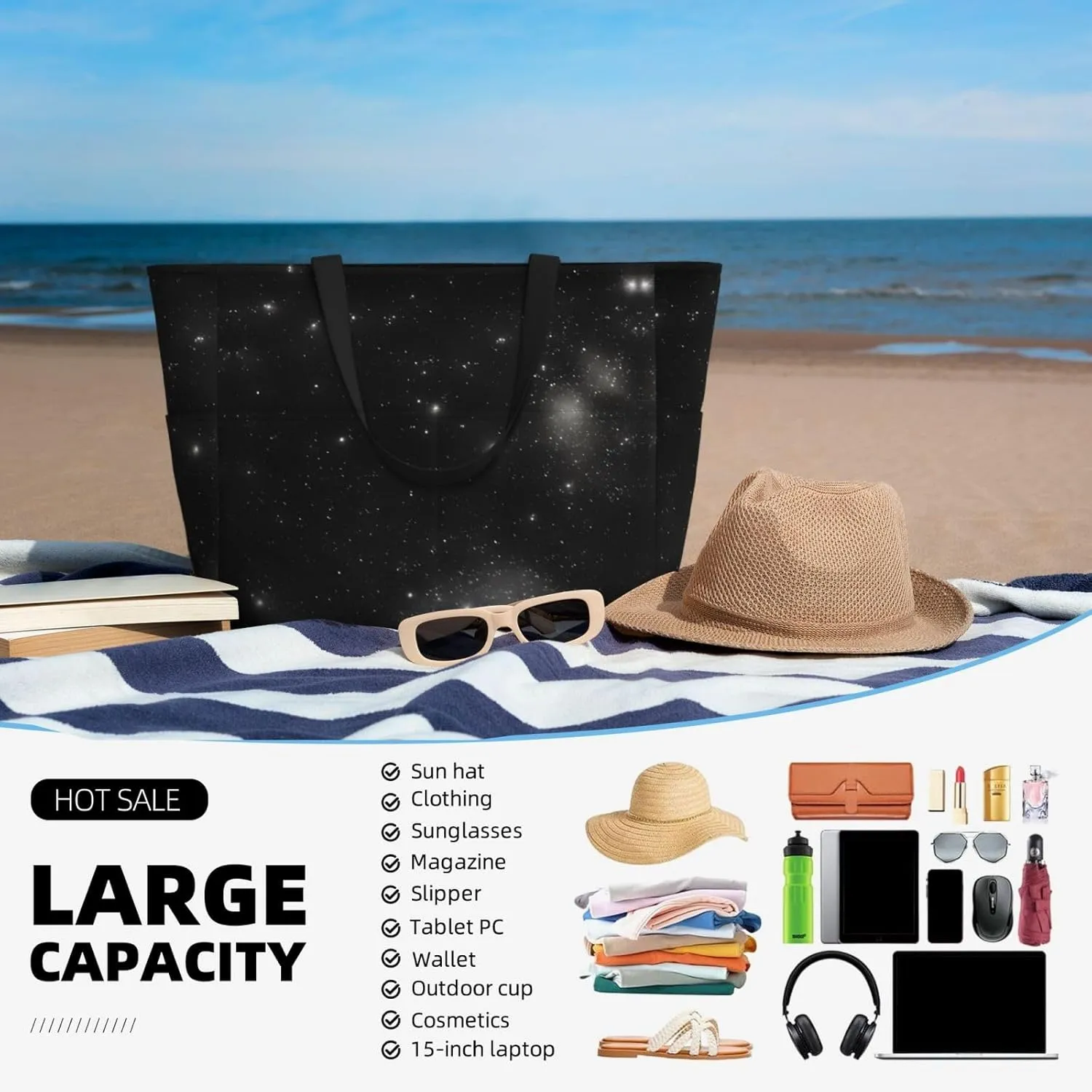 Cosmic saturn portable travel bag large capacity luggage bag beach bag dry and wet separation gym bag lightweight