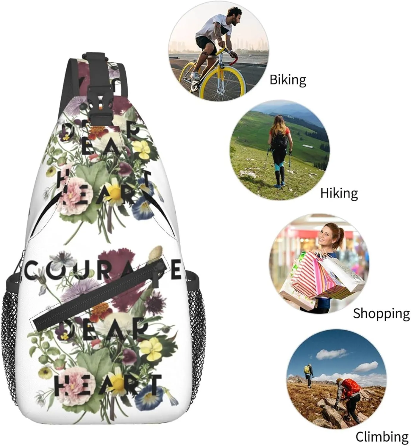 Courage Chest Sling Bag Crossbody Shoulder Backpack Bag Gym Cycling Daypack Travel Hiking Cross Bag