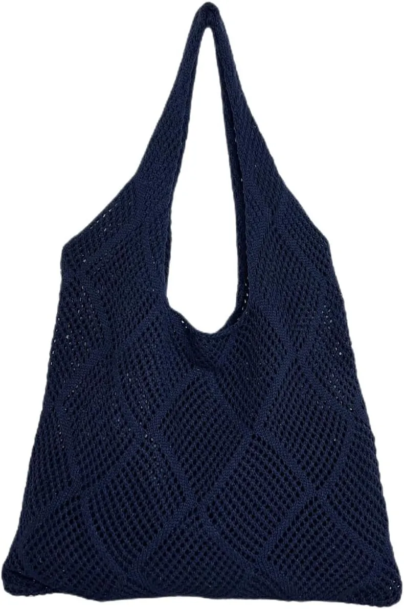 Crochet Mesh Beach Tote Bag Shoulder Bag Handbags Knitting Hollow Summer Bag Hobo Bag Aesthetic
