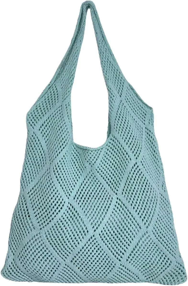 Crochet Mesh Beach Tote Bag Shoulder Bag Handbags Knitting Hollow Summer Bag Hobo Bag Aesthetic