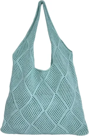 Crochet Mesh Beach Tote Bag Shoulder Bag Handbags Knitting Hollow Summer Bag Hobo Bag Aesthetic