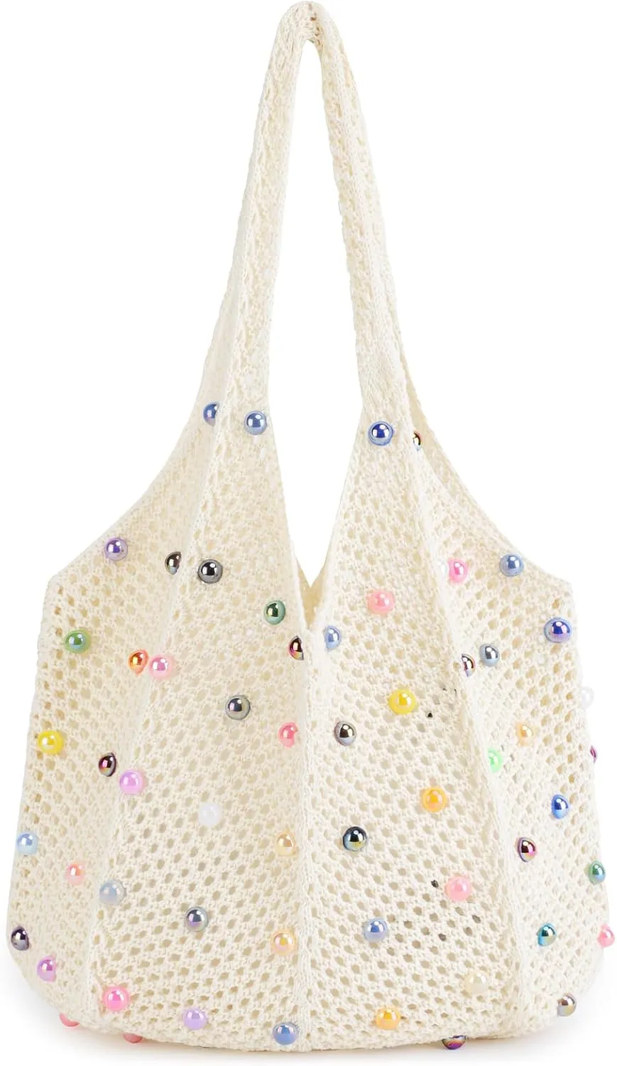 Crochet Tote Bag for Women Mesh Summer Beach Bag Large Knitted Bag Woven Shoulder Handbag Vacation Aesthetic Hobo Bag Travel