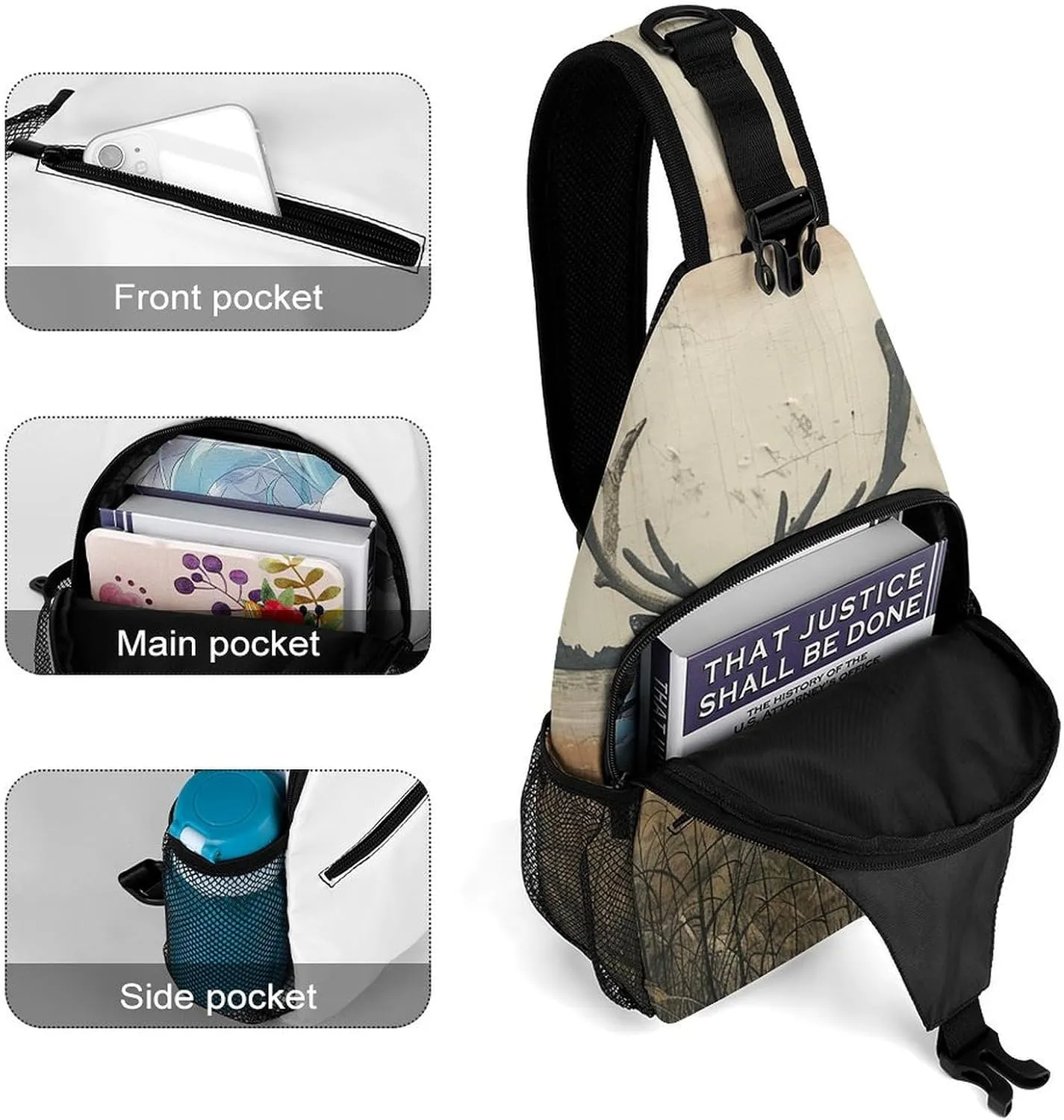 Crossbody Bag for Women Men Chest Bag Dwarf with Blue Beard Sling Bag Crossbody Shoulder Bag Sling Backpack