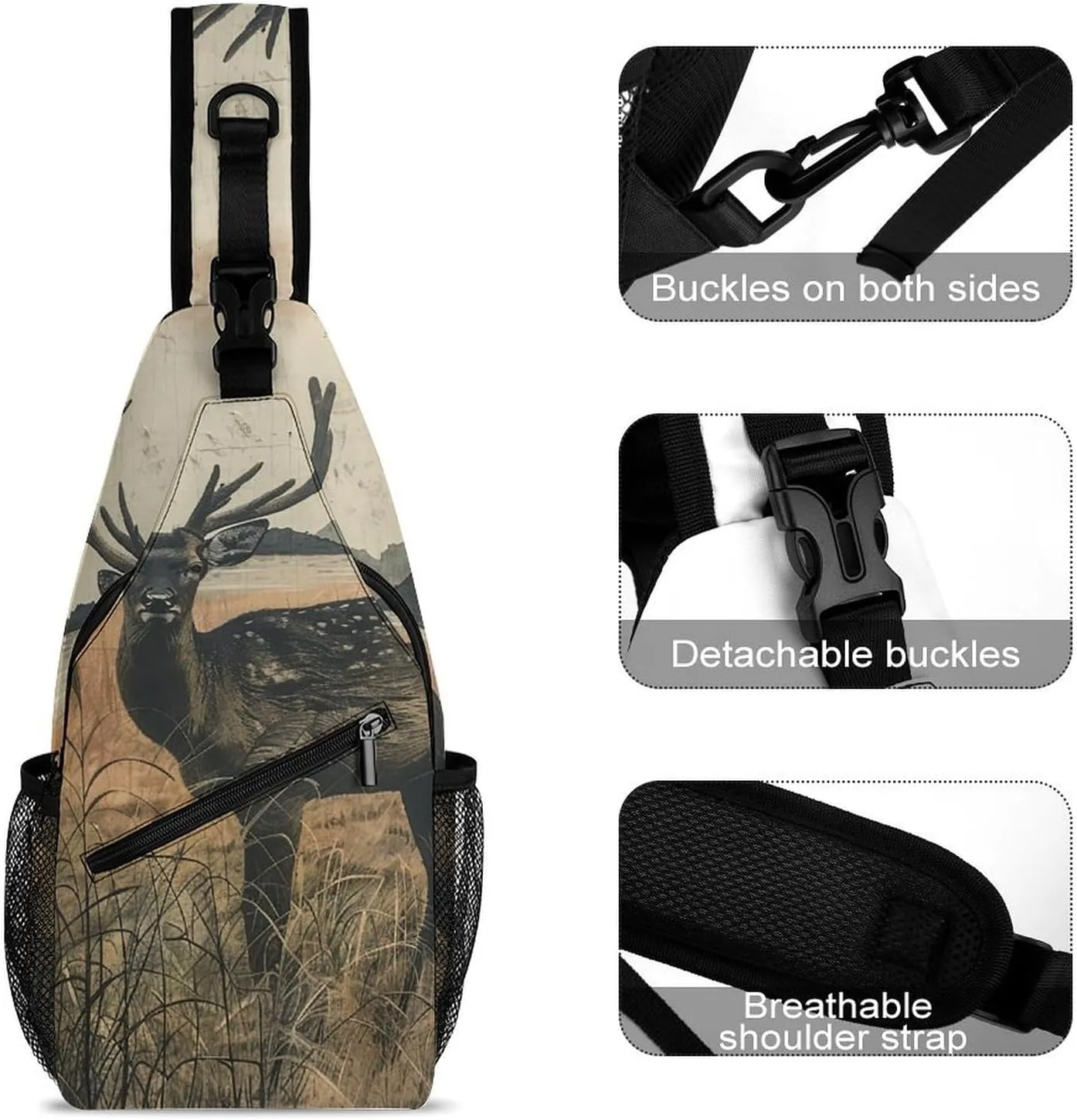Crossbody Bag for Women Men Chest Bag Dwarf with Blue Beard Sling Bag Crossbody Shoulder Bag Sling Backpack