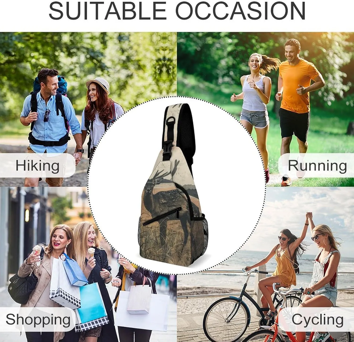 Crossbody Bag for Women Men Chest Bag Dwarf with Blue Beard Sling Bag Crossbody Shoulder Bag Sling Backpack