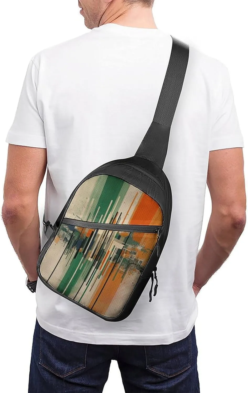 Crossbody Bag for Women Men Chest Bag Green Decorative Pattern Sling Bag Crossbody Shoulder Bag Sling Backpack
