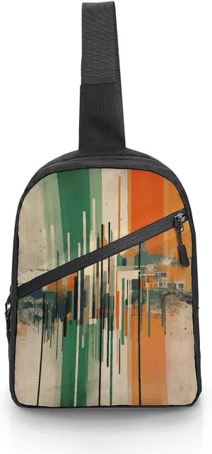 Crossbody Bag for Women Men Chest Bag Green Decorative Pattern Sling Bag Crossbody Shoulder Bag Sling Backpack