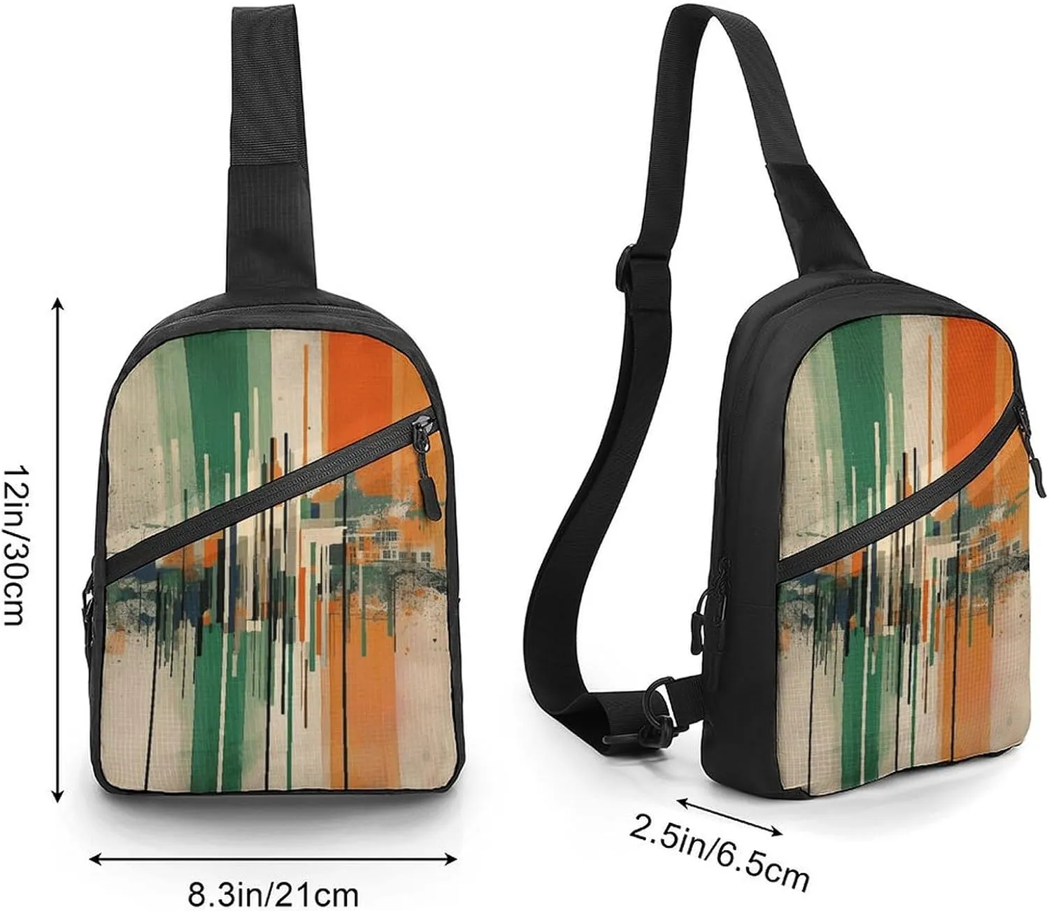 Crossbody Bag for Women Men Chest Bag Green Decorative Pattern Sling Bag Crossbody Shoulder Bag Sling Backpack