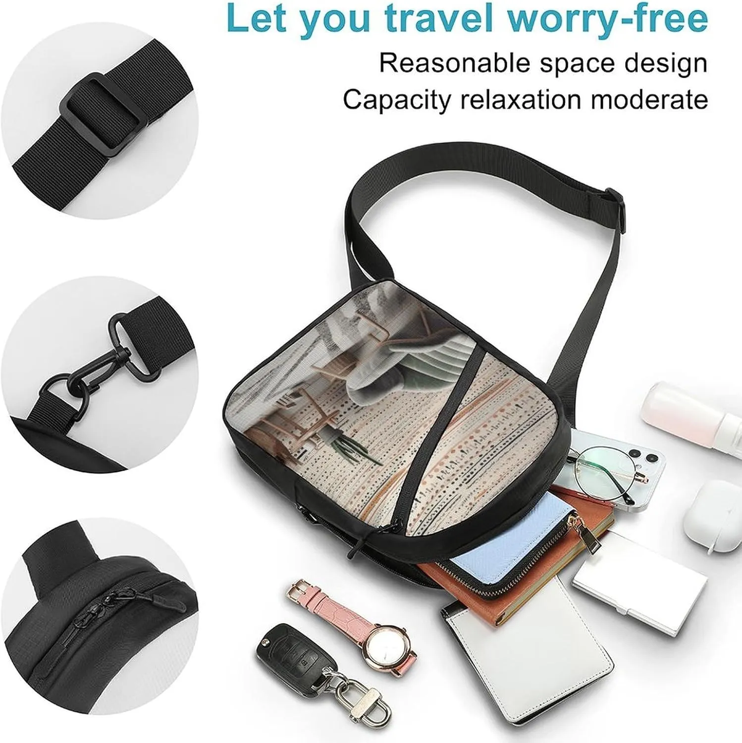 Crossbody Bag for Women Men Chest Bag Peach Flowers Sling Bag Crossbody Shoulder Bag Sling Backpack