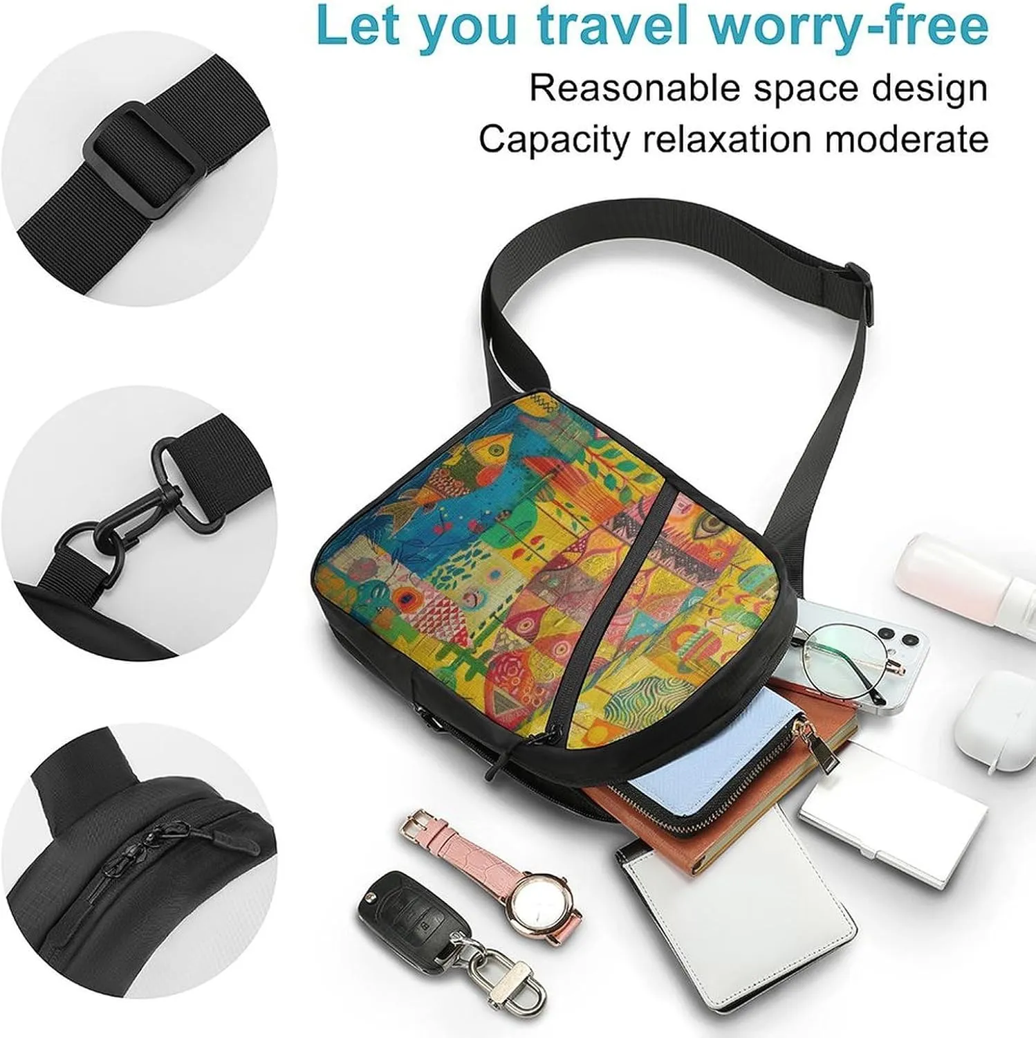 Crossbody Bag for Women Men Chest Bag Wild Deer Sling Bag Crossbody Shoulder Bag Sling Backpack