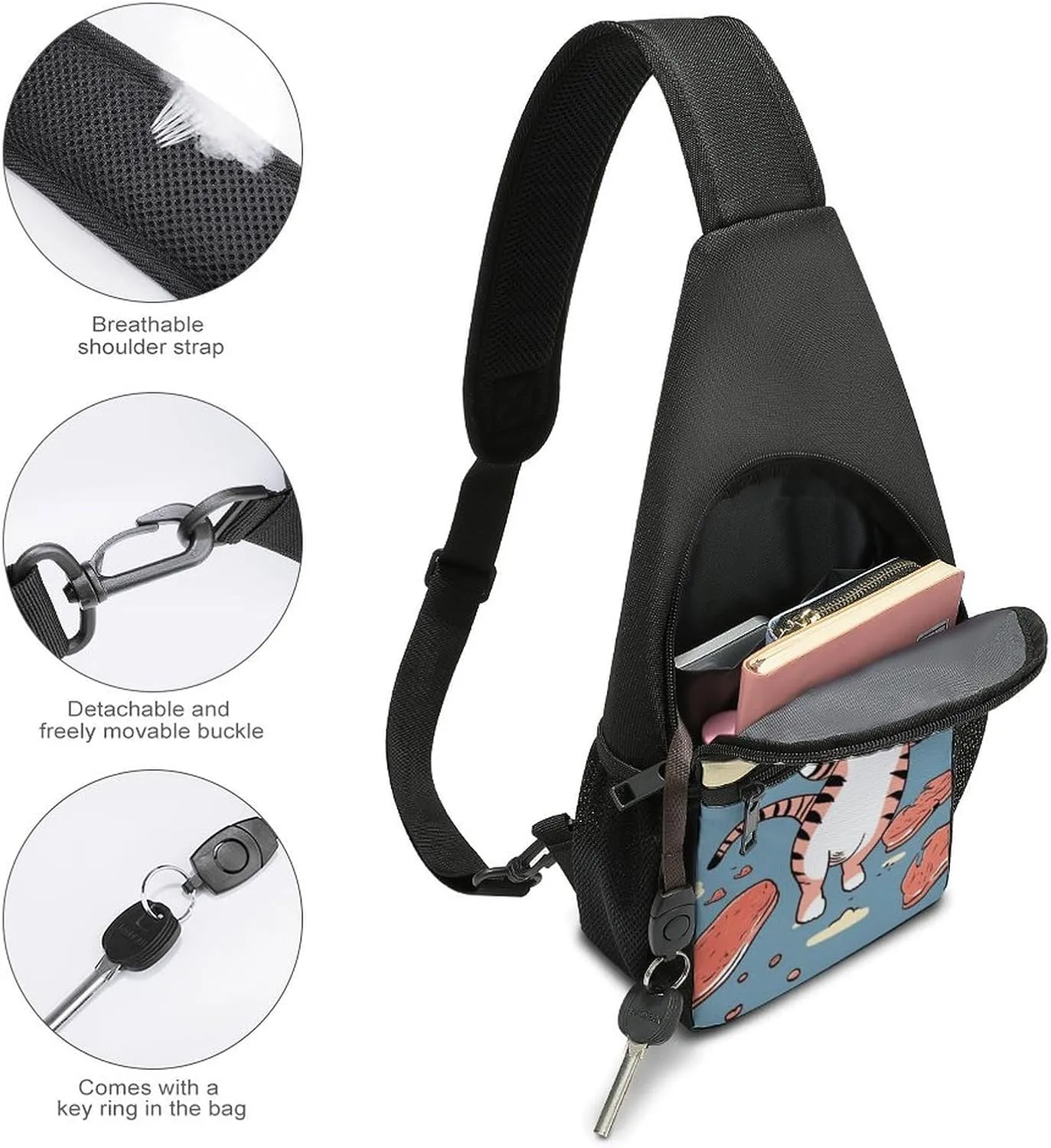 Crossbody Bag for Women Men Sling Bag Cartoon Santa Claus Chest Bag Crossbody Adjustable Shoulder Bag