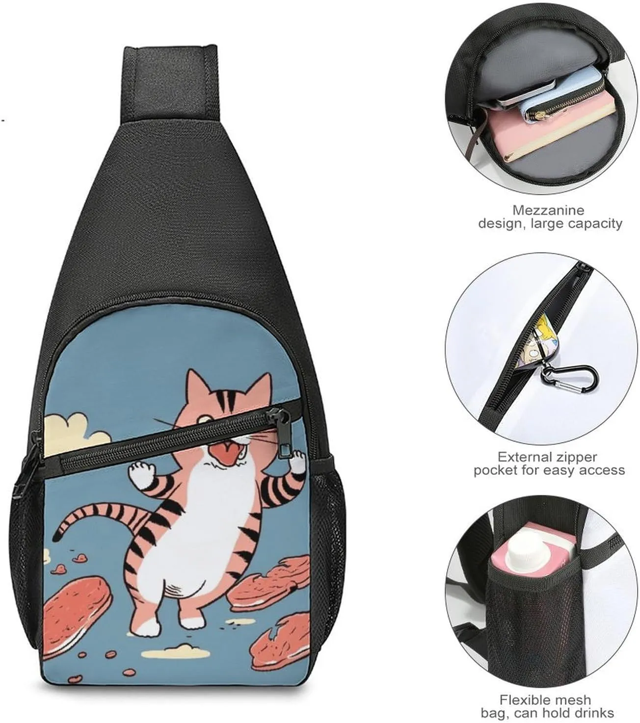 Crossbody Bag for Women Men Sling Bag Cartoon Santa Claus Chest Bag Crossbody Adjustable Shoulder Bag