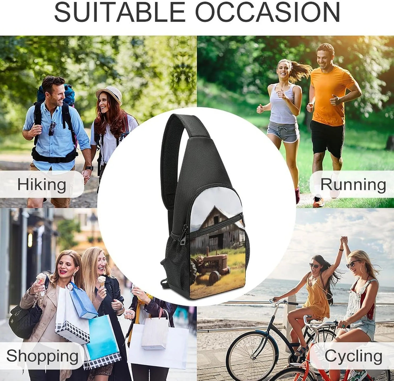 Crossbody Bag for Women Men Sling Bag Two Little Animals Chest Bag Crossbody Adjustable Shoulder Bag