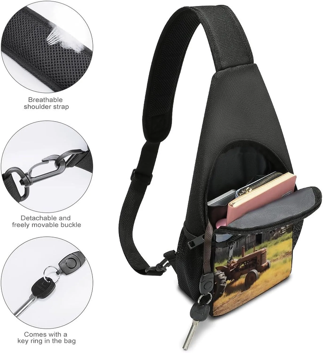 Crossbody Bag for Women Men Sling Bag Two Little Animals Chest Bag Crossbody Adjustable Shoulder Bag