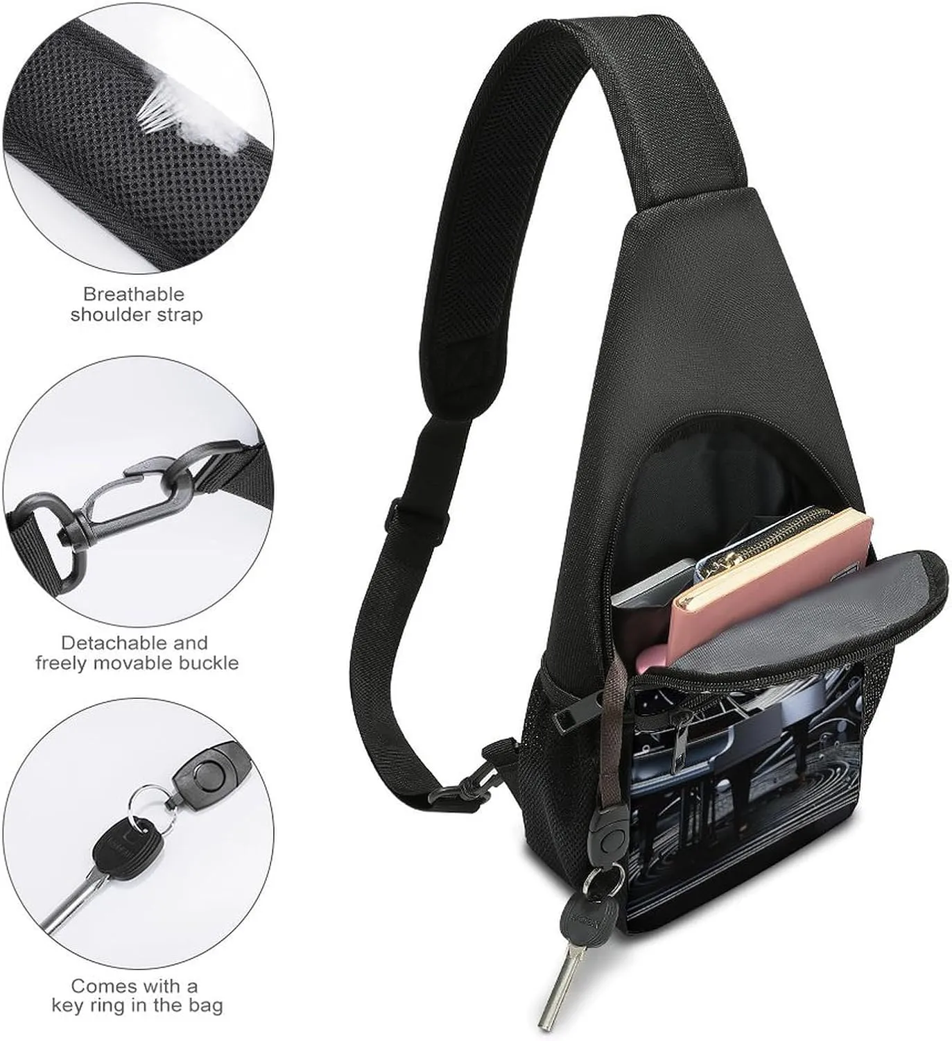 Crossbody Bag for Women Men Sling Bag Wild Elk Chest Bag Crossbody Adjustable Shoulder Bag