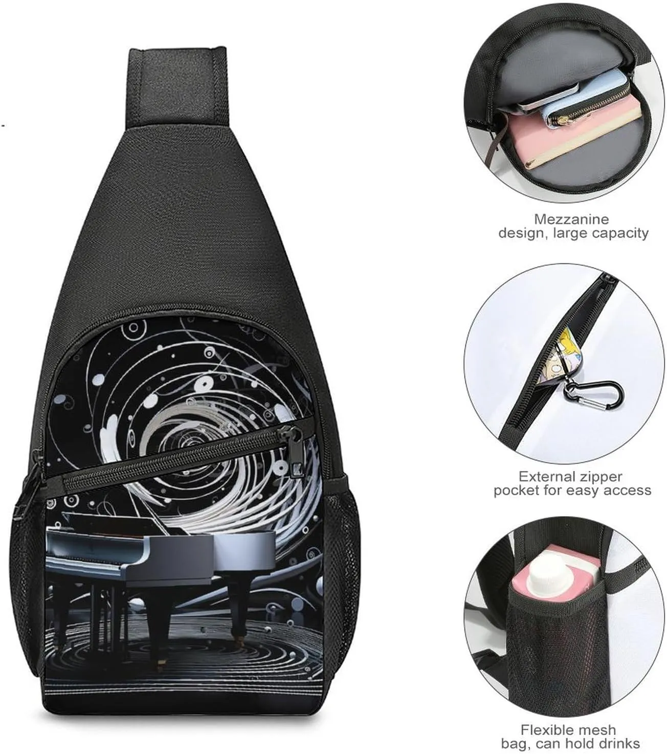 Crossbody Bag for Women Men Sling Bag Wild Elk Chest Bag Crossbody Adjustable Shoulder Bag