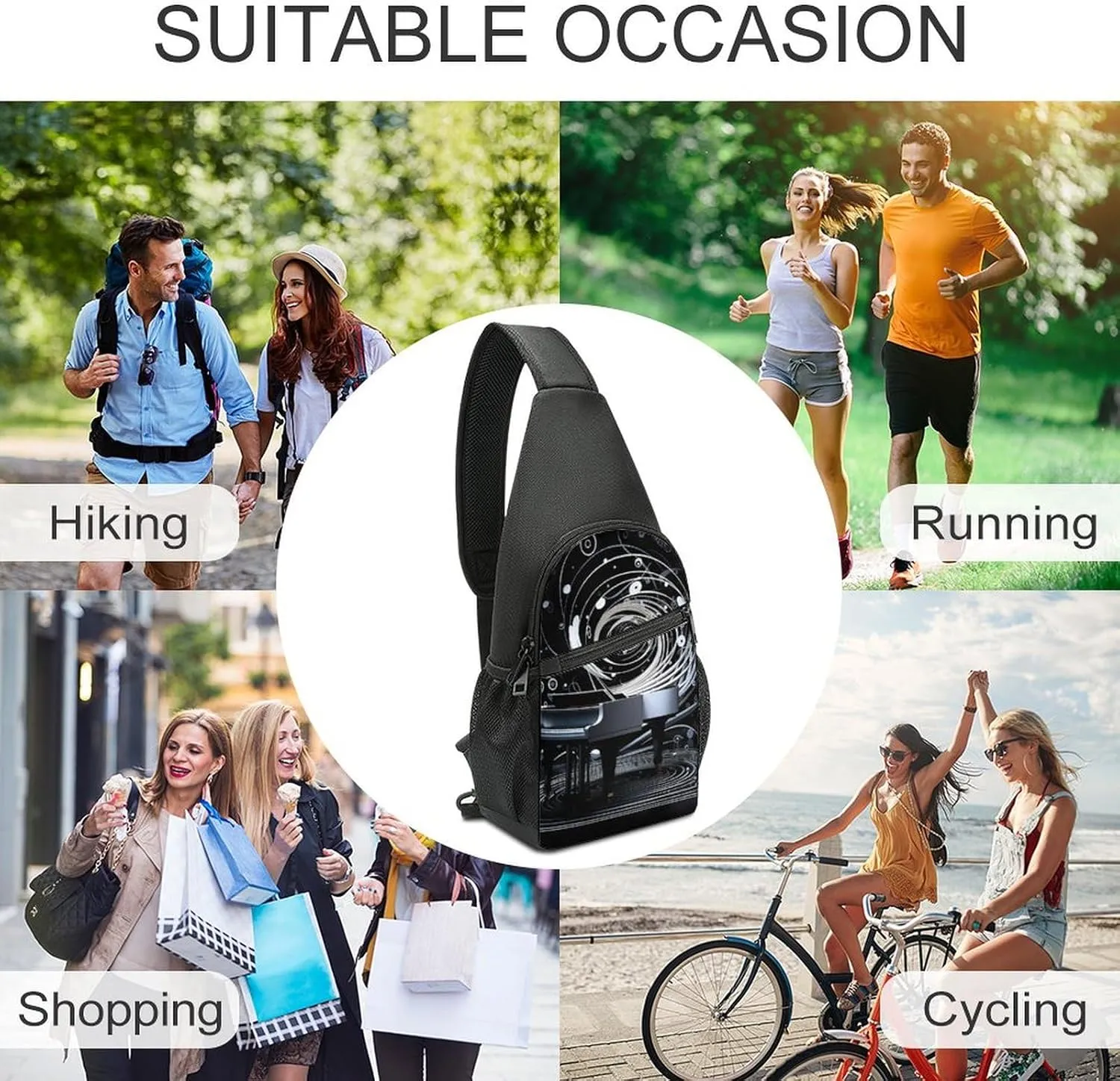 Crossbody Bag for Women Men Sling Bag Wild Elk Chest Bag Crossbody Adjustable Shoulder Bag
