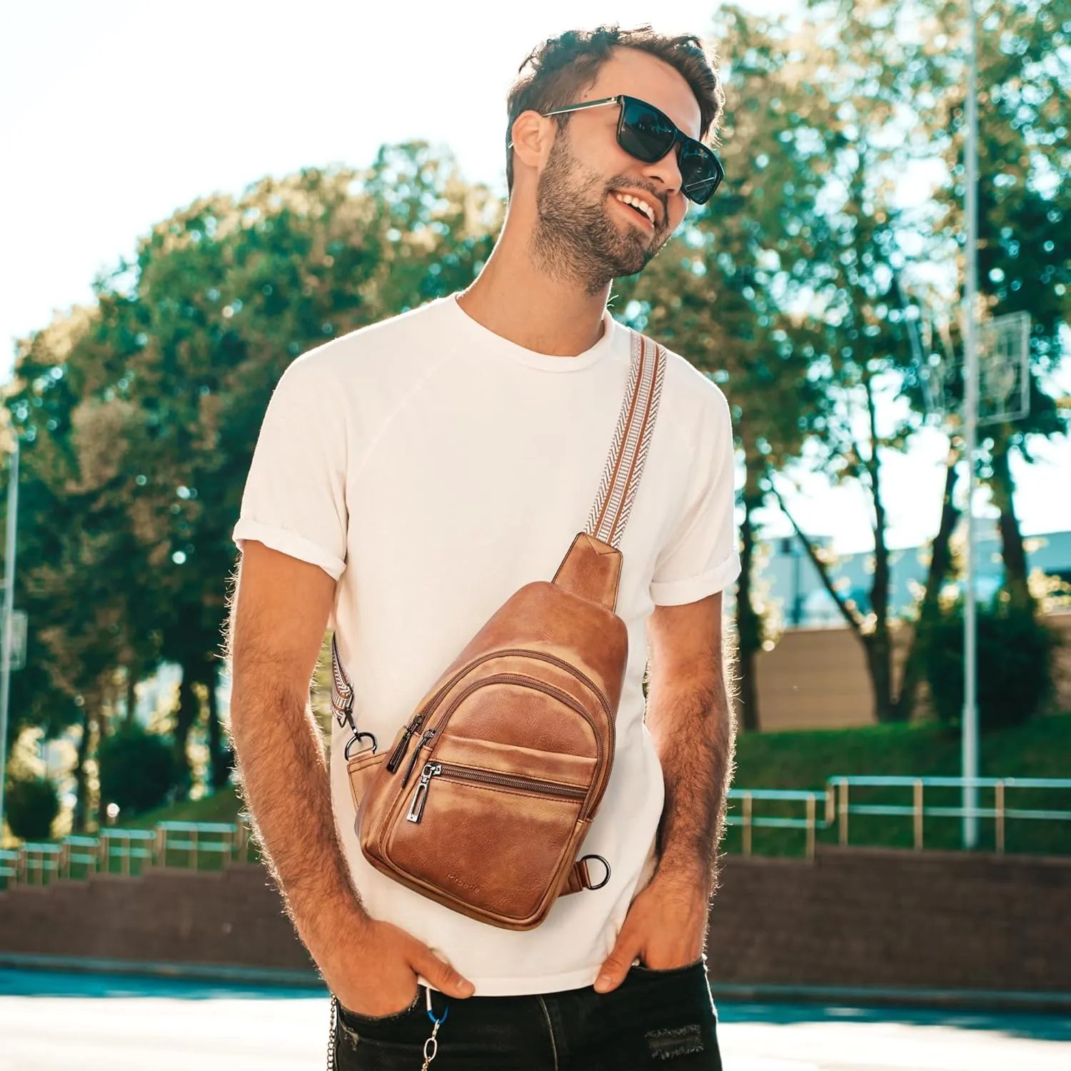Crossbody Bags for Women Men Sling Bag 5 Pockets Fanny Pack Sling Backpack Chest Daypack Travel Purse Anti Theft