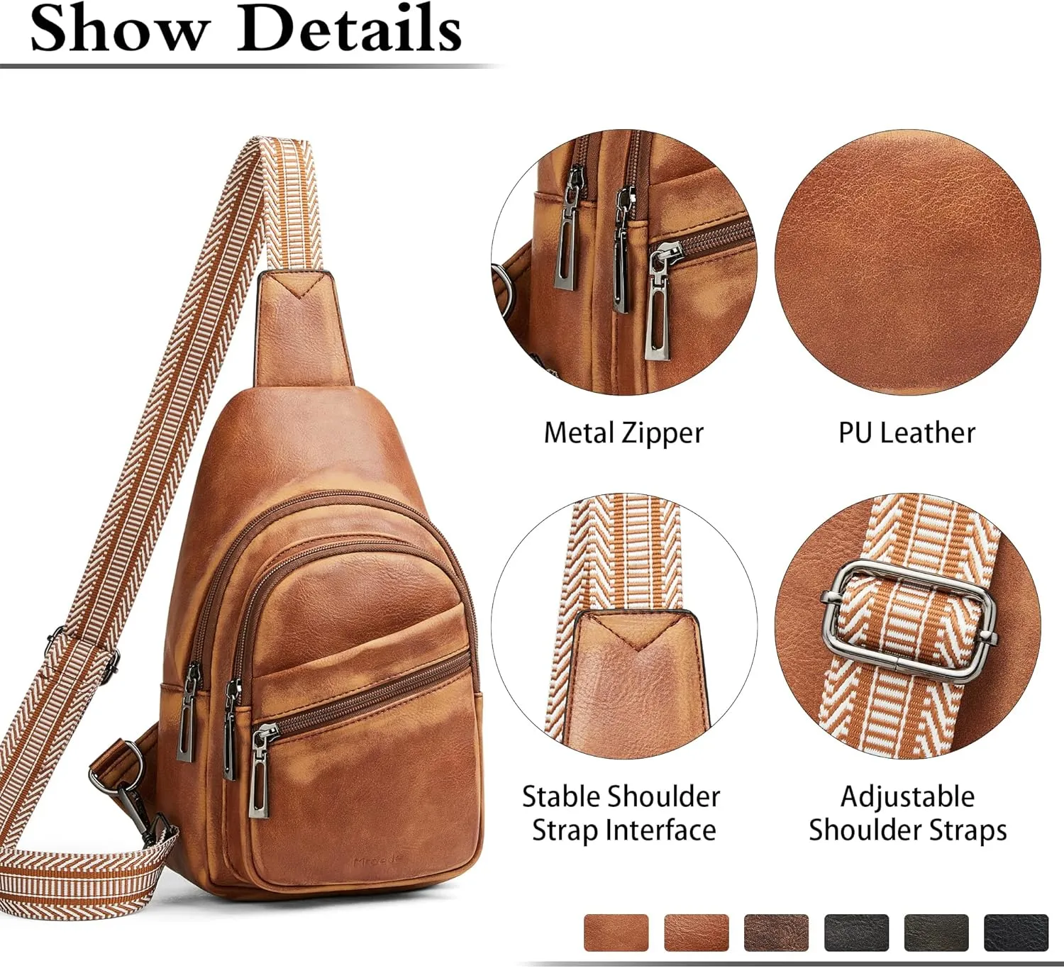Crossbody Bags for Women Men Sling Bag 5 Pockets Fanny Pack Sling Backpack Chest Daypack Travel Purse Anti Theft
