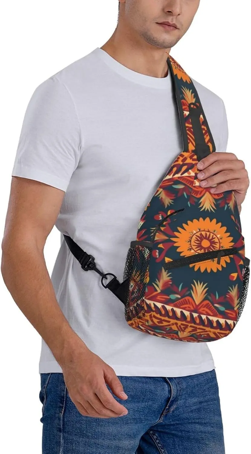 Crossbody Bags for Women Men Trendy Sling Bag Casual Chest Bag Mexican Folk Art Patterns Shoulder Bag for Travel Sport