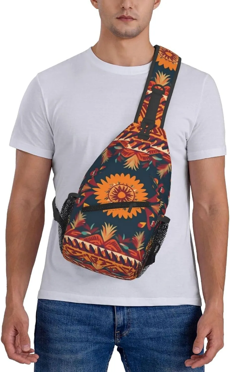 Crossbody Bags for Women Men Trendy Sling Bag Casual Chest Bag Mexican Folk Art Patterns Shoulder Bag for Travel Sport