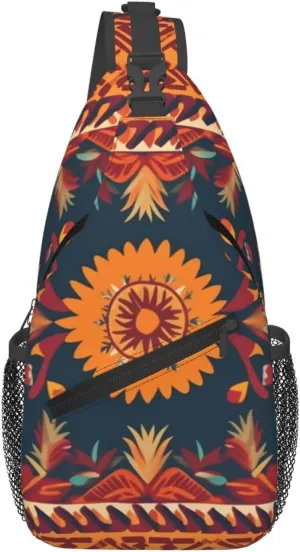 Crossbody Bags for Women Men Trendy Sling Bag Casual Chest Bag Mexican Folk Art Patterns Shoulder Bag for Travel Sport