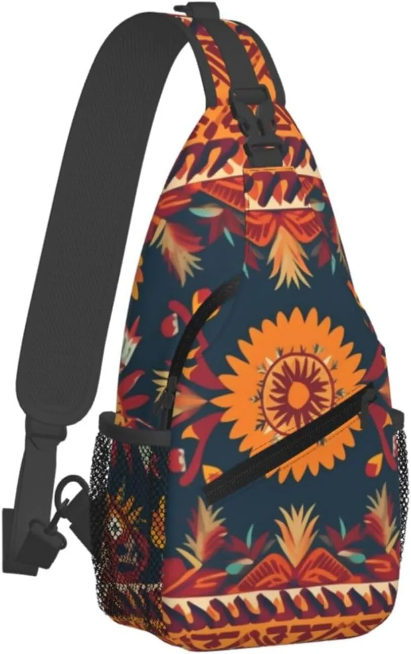 Crossbody Bags for Women Men Trendy Sling Bag Casual Chest Bag Mexican Folk Art Patterns Shoulder Bag for Travel Sport