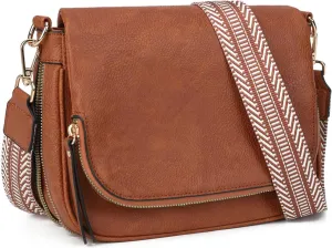 Crossbody Bags for Women Small Pu Leather Over the Shoulder Purses and Flap Cross Body Handbags with Multi Pockets