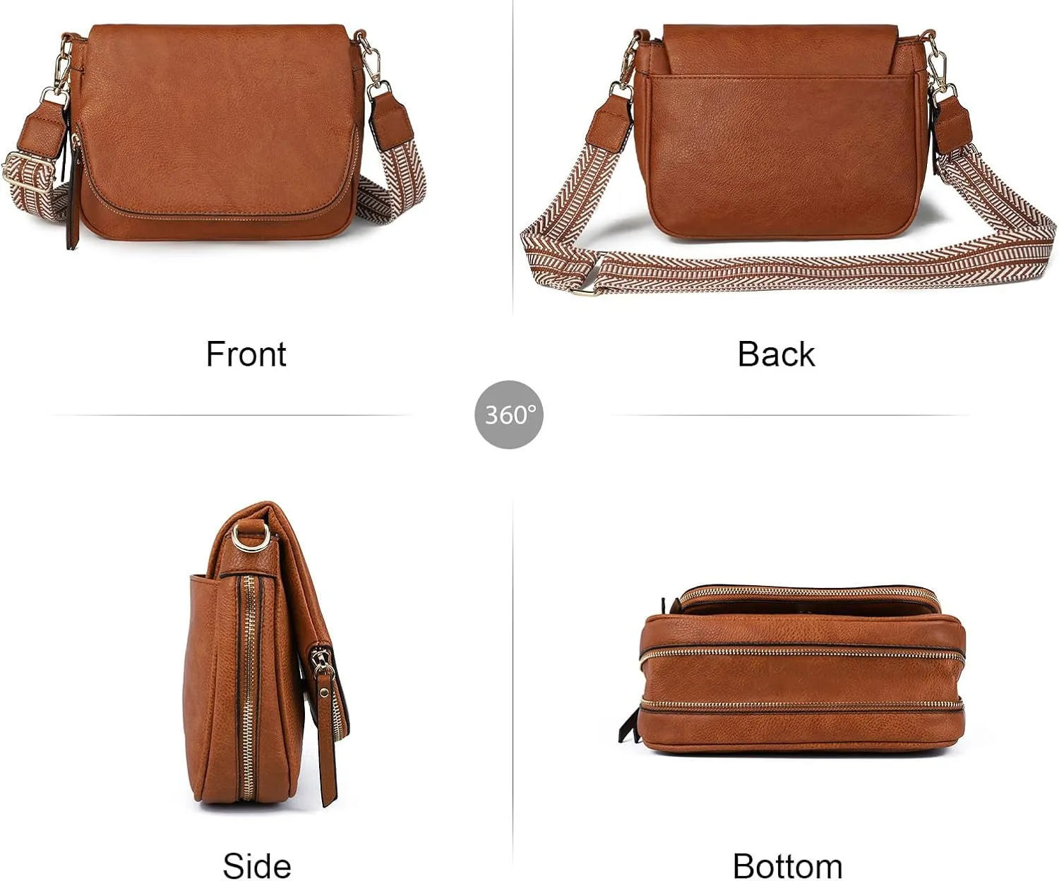 Crossbody Bags for Women Small Pu Leather Over the Shoulder Purses and Flap Cross Body Handbags with Multi Pockets