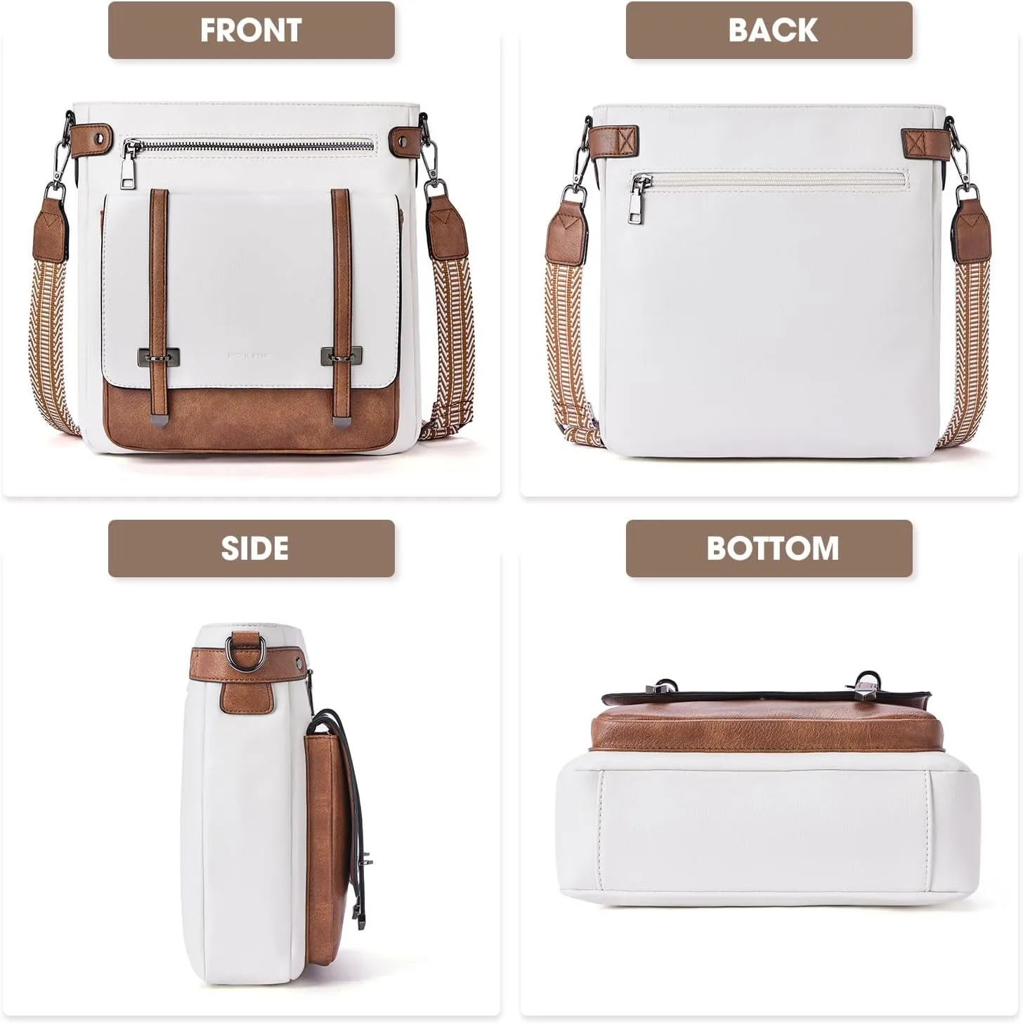 Crossbody Bags for Women,Multi Pocket Crossbody Purses Vegan Leather Shoulder Handbags Travel Purse Adjustable Strap