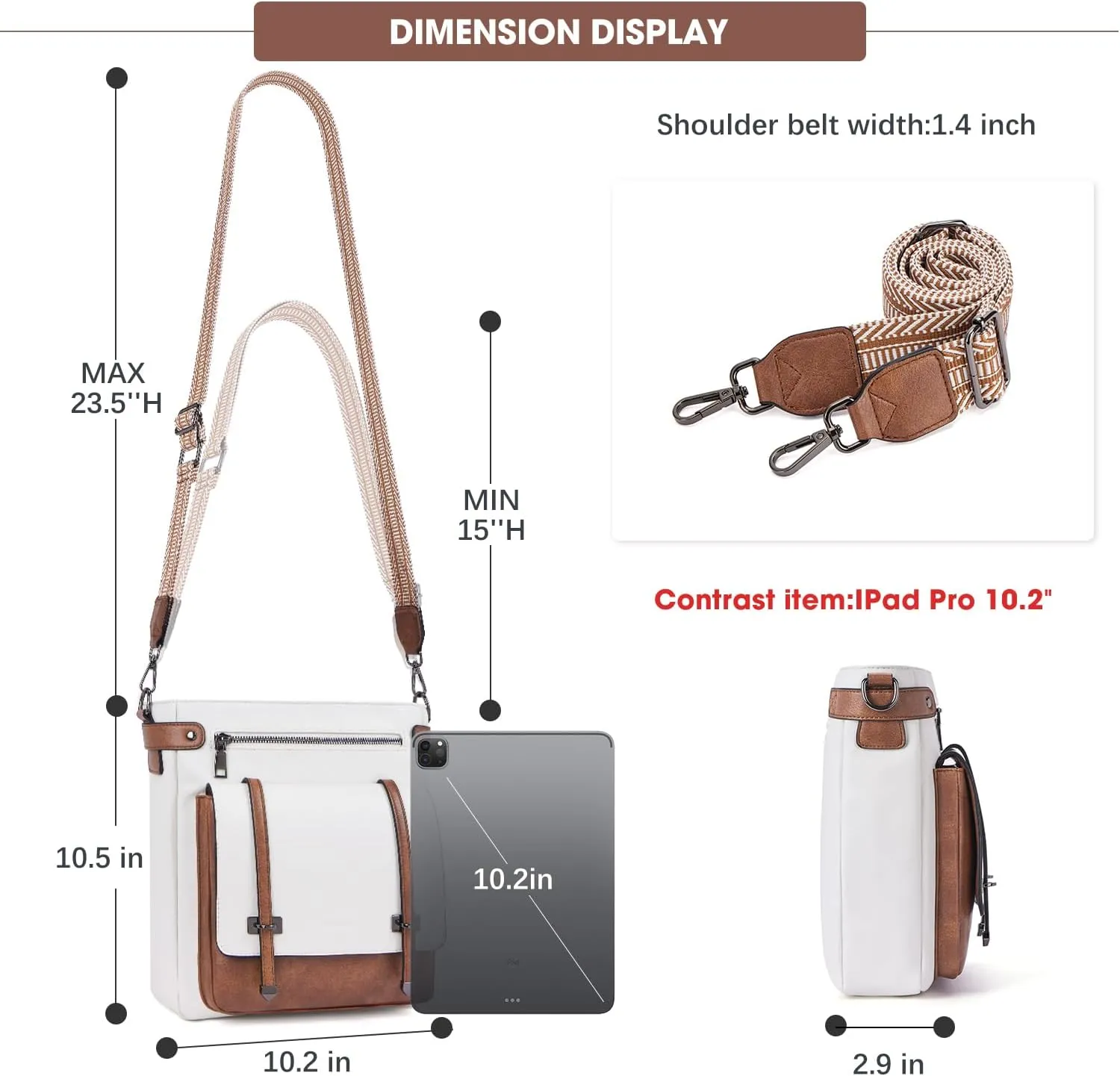 Crossbody Bags for Women,Multi Pocket Crossbody Purses Vegan Leather Shoulder Handbags Travel Purse Adjustable Strap