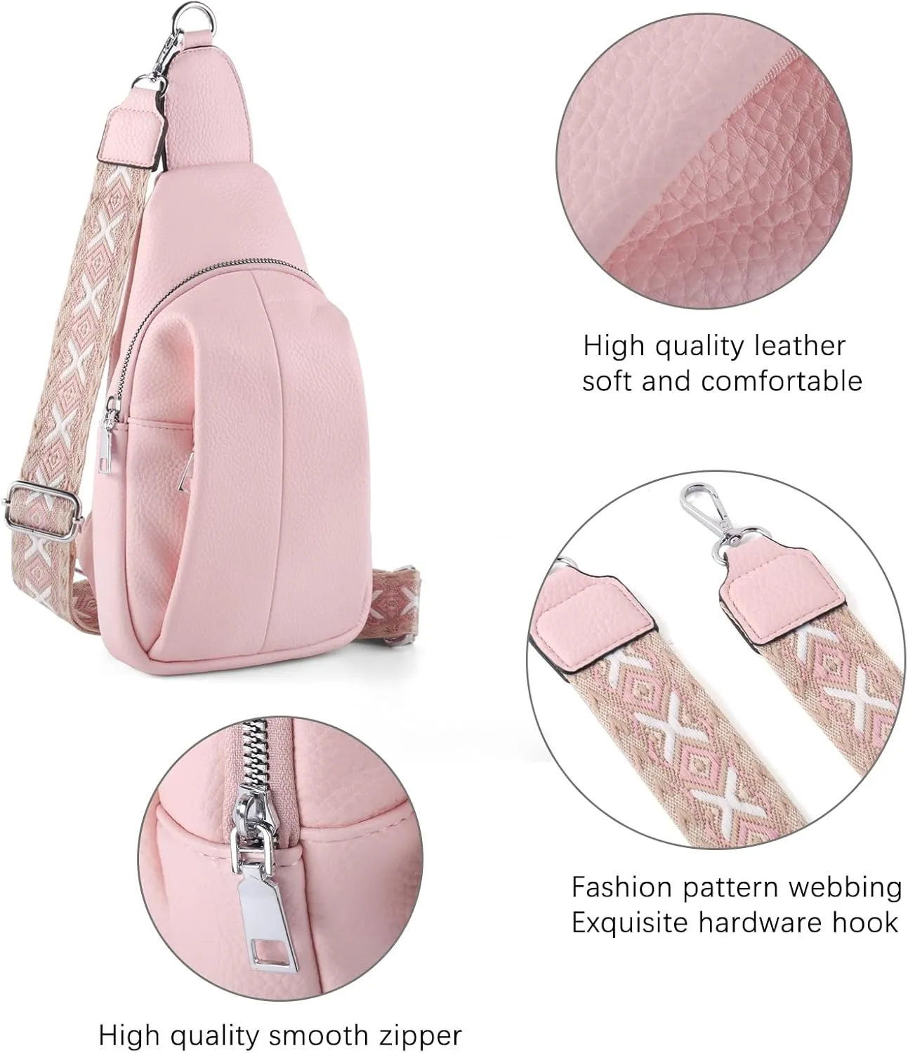 Crossbody Bags for Women,Sling Bag for Women,Fanny Packs Chest Bag for Work Travel Leather Sling Backpack
