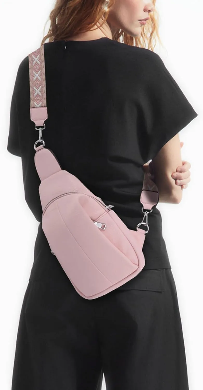 Crossbody Bags for Women,Sling Bag for Women,Fanny Packs Chest Bag for Work Travel Leather Sling Backpack