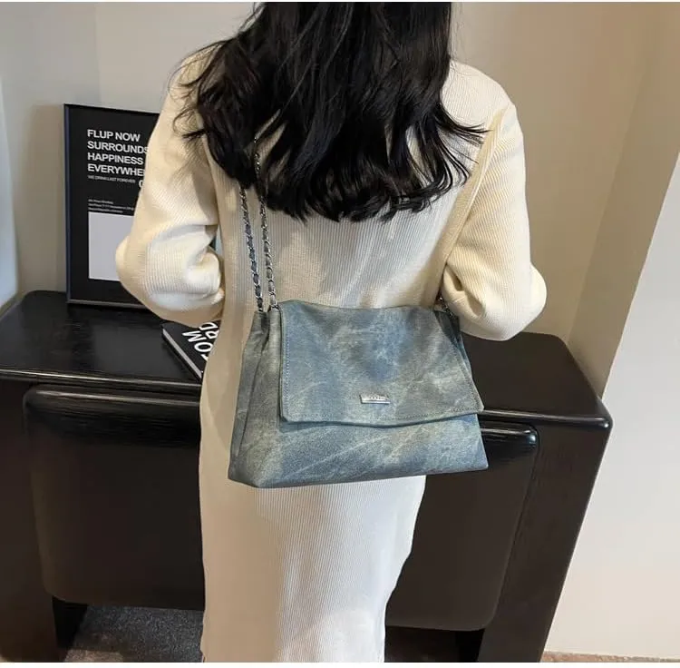 Crossbody Bags with Chains for Women Large Pu Leather Shoulder Purses and Flap Crossbody Handbags