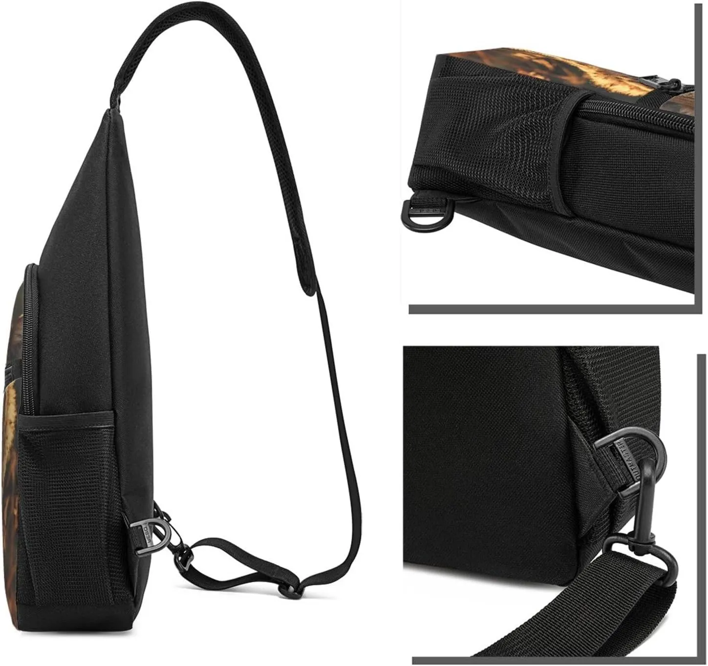 Crossbody Sling Backpack Sling Bag for Men Women Cross Chest Bag Shoulder Bag Cheetah Travel Hiking Daypack