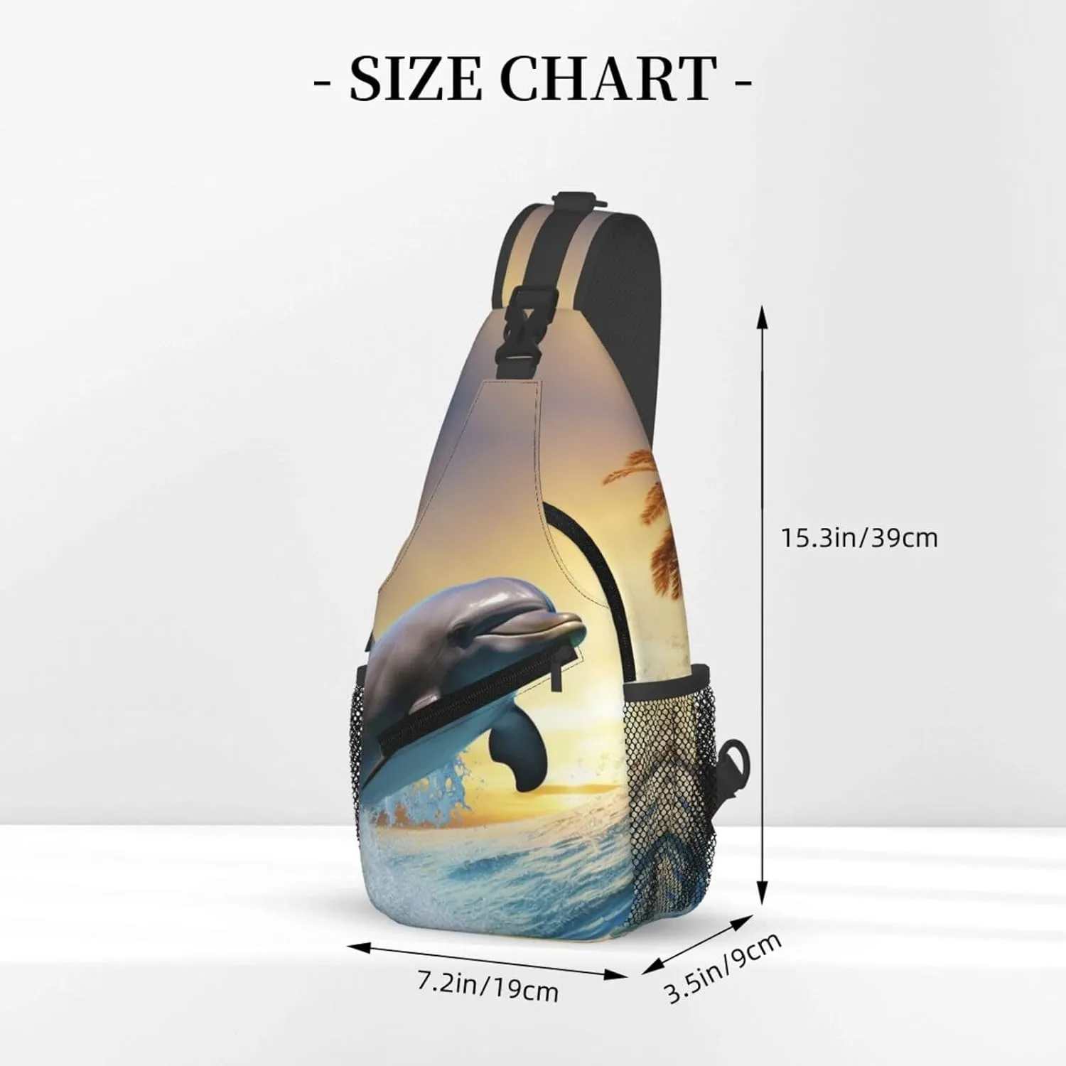 Crossbody Sling Backpack Sling Bag For Men Women Cross Chest Bag Shoulder Bag Dolphin Jumping Travel Hiking Daypack